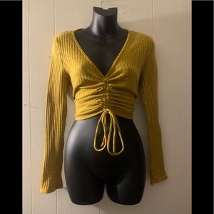 Cropped yellow sweater